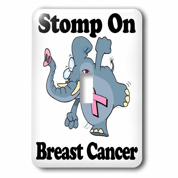3dRose, Elephant Stomp On Breast Cancer Awareness Ribbon Cause Design, single toggle switch