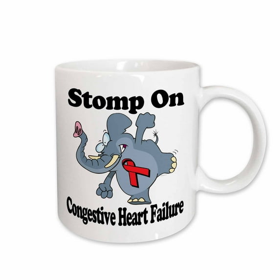 3drose, Elephant Stomp on Congestive Heart Failure Awareness Ribbon Cause Design, 15oz Mug
