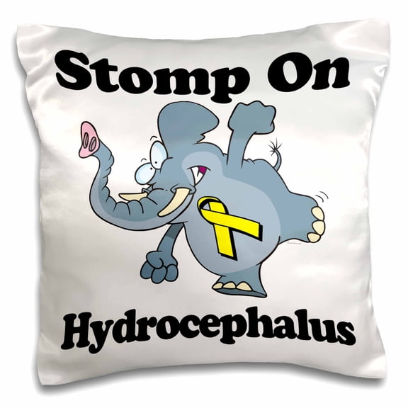 3dRose, Elephant Stomp On Hydrocephalus Awareness Ribbon Cause Design, 16x16 inch Pillow Case