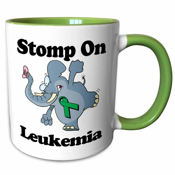 3drose, Elephant Stomp on Leukemia Awareness Ribbon Cause Design, 11oz Two-tone Green Mug