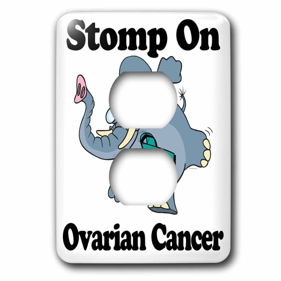 3dRose, Elephant Stomp On Ovarian Cancer Awareness Ribbon Cause Design, 2 plug outlet cover