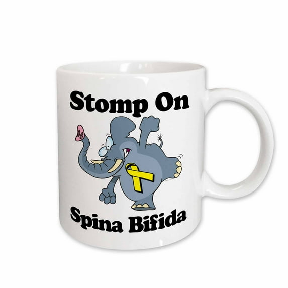 3drose, Elephant Stomp on Spina Bifida Awareness Ribbon Cause Design, 11oz Mug