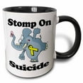 thumbnail image 1 of 3drose, Elephant Stomp on Suicide Awareness Ribbon Cause Design, 15oz Two-tone Black Mug, 1 of 6