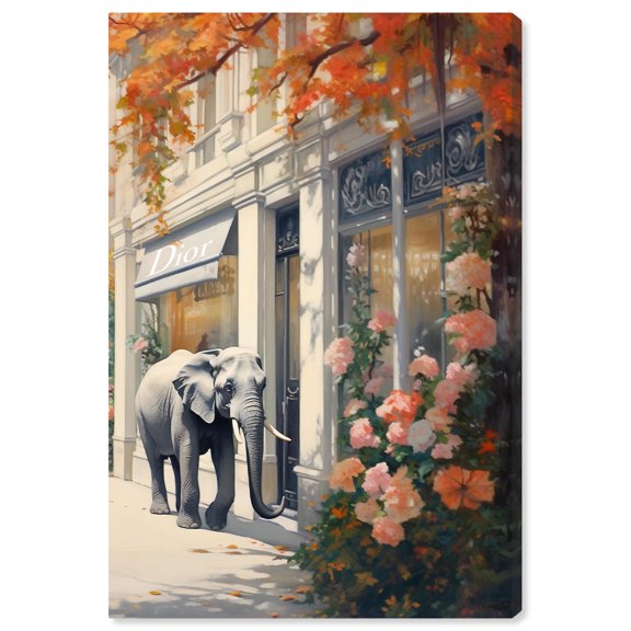Elephant Storefront Canvas Fashion Designer Wall Art by Art Remedy, Gallery Wrapped, 30" x 45"