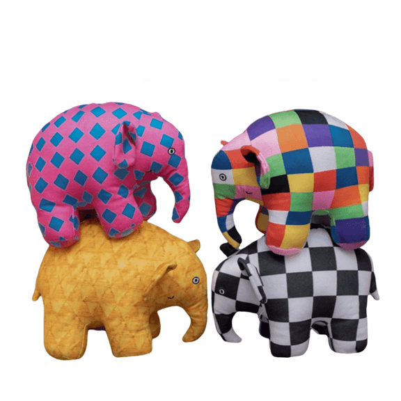 Elephant Stuffed Animal Plush Toy-Fun Colorful Checkered Elephant Plush Pendant Gift