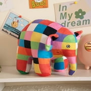 Elephant Stuffed Animal Soft Plush Toy for Kid -12'' Colorful Checkered Birthday Huggable Gift