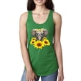 thumbnail image 1 of Elephant Sunflower Cute Love Animal Lover Ladies Racerback Tank Top, Kelly, X-Large, 1 of 3