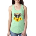 thumbnail image 1 of Elephant Sunflower Cute Love Animal Lover Ladies Racerback Tank Top, Mint, X-Large, 1 of 3