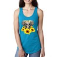 thumbnail image 1 of Elephant Sunflower Cute Love Animal Lover Ladies Racerback Tank Top, Turquoise, Small, 1 of 3