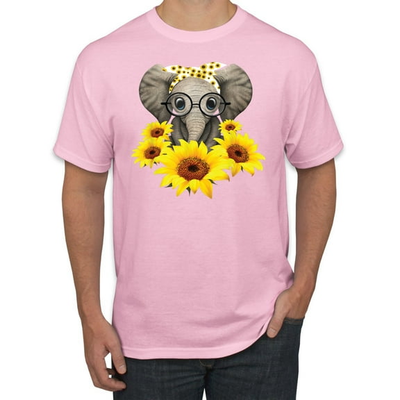 Elephant Sunflower Cute Love Animal Lover Men's Graphic T-Shirt, Light Pink, 2XL