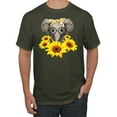 thumbnail image 1 of Elephant Sunflower Cute Love Animal Lover Men's Graphic T-Shirt, Military Green, 4XL, 1 of 3