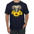 thumbnail image 1 of Elephant Sunflower Cute Love Animal Lover Men's Graphic T-Shirt, Navy, X-Large, 1 of 3