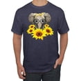 thumbnail image 1 of Elephant Sunflower Cute Love Animal Lover Men's Graphic T-Shirt, Vintage Heather Navy, Large, 1 of 3