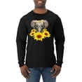 thumbnail image 1 of Elephant Sunflower Cute Love Animal Lover Mens Long Sleeve Shirt, Black, Small, 1 of 3
