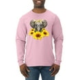 thumbnail image 1 of Elephant Sunflower Cute Love Animal Lover Mens Long Sleeve Shirt, Light Pink, 3XL, 1 of 3