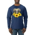 thumbnail image 1 of Elephant Sunflower Cute Love Animal Lover Mens Long Sleeve Shirt, Navy, 2XL, 1 of 3