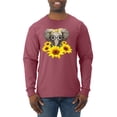thumbnail image 1 of Elephant Sunflower Cute Love Animal Lover Mens Long Sleeve Shirt, Vintage Heather Red, Large, 1 of 3