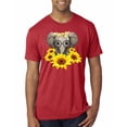 thumbnail image 1 of Elephant Sunflower Cute Love Animal Lover Mens Premium Tri Blend T-Shirt, Vintage Red, Large, 1 of 3