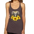 thumbnail image 1 of Elephant Sunflower Cute Love Animal Lover Tri-Blend Racerback Tank Top, Brown, X-Large, 1 of 3