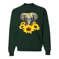 thumbnail image 1 of Elephant Sunflower Cute Love Animal Lover Unisex Crewneck Graphic Sweatshirt, Forest Green, Large, 1 of 3