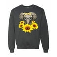 thumbnail image 1 of Elephant Sunflower Cute Love Animal Lover Unisex Crewneck Graphic Sweatshirt, Heather Black, Small, 1 of 3