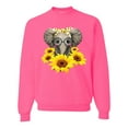 thumbnail image 1 of Elephant Sunflower Cute Love Animal Lover Unisex Crewneck Graphic Sweatshirt, Neon Pink, Large, 1 of 3