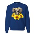 thumbnail image 1 of Elephant Sunflower Cute Love Animal Lover Unisex Crewneck Graphic Sweatshirt, Royal, Medium, 1 of 3