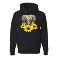 thumbnail image 1 of Elephant Sunflower Cute Love Animal Lover Unisex Graphic Hoodie Sweatshirt, Black, Small, 1 of 3