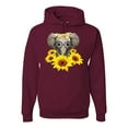 thumbnail image 1 of Elephant Sunflower Cute Love Animal Lover Unisex Graphic Hoodie Sweatshirt, Maroon, Small, 1 of 3