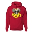thumbnail image 1 of Elephant Sunflower Cute Love Animal Lover Unisex Graphic Hoodie Sweatshirt, Red, X-Large, 1 of 3
