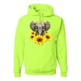 thumbnail image 1 of Elephant Sunflower Cute Love Animal Lover Unisex Graphic Hoodie Sweatshirt, Safety Green, 3XL, 1 of 3