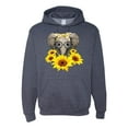 thumbnail image 1 of Elephant Sunflower Cute Love Animal Lover Unisex Graphic Hoodie Sweatshirt, Vintage Heather Navy, 2XL, 1 of 3