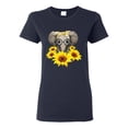 thumbnail image 1 of Elephant Sunflower Cute Love Animal Lover Womens Graphic T-Shirt, Navy, X-Large, 1 of 3