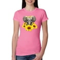 thumbnail image 1 of Elephant Sunflower Cute Love Animal Lover Womens Slim Fit Junior Tee, Hot Pink, Medium, 1 of 3