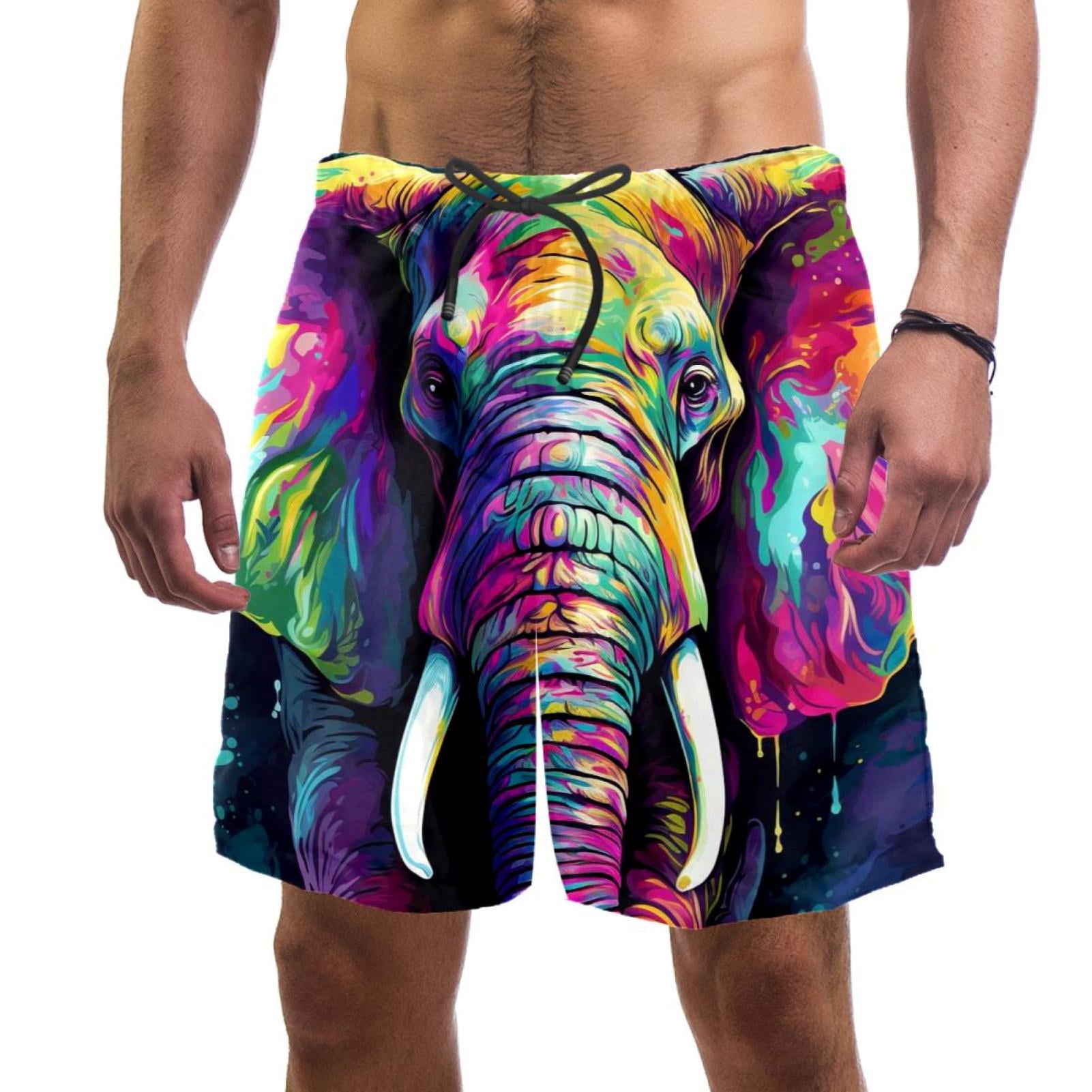 Elephant Swim Trunks for Men Quick Dry Swimming Shorts Elastic Summer