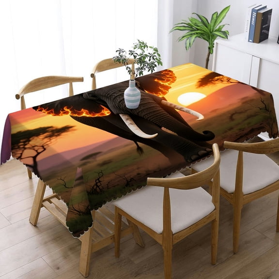 Elephant Tablecloths rectangle , Holiday Party Tablecloth - 2D Flat Printing Rectangular Tablecloth, Cafe, dinner, brunch, buffet, picnic