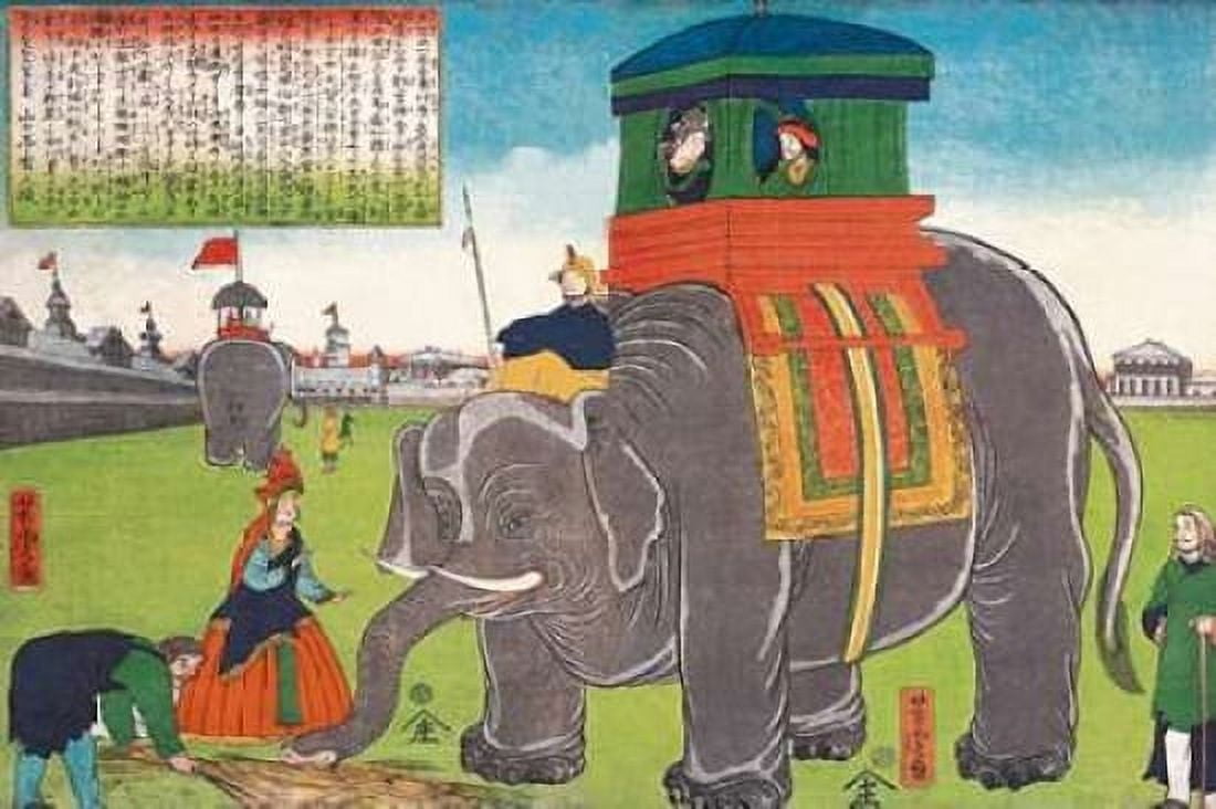 Elephant Taking a Lunch Break Canvas Art - Vintage Elephant (24 x 36)