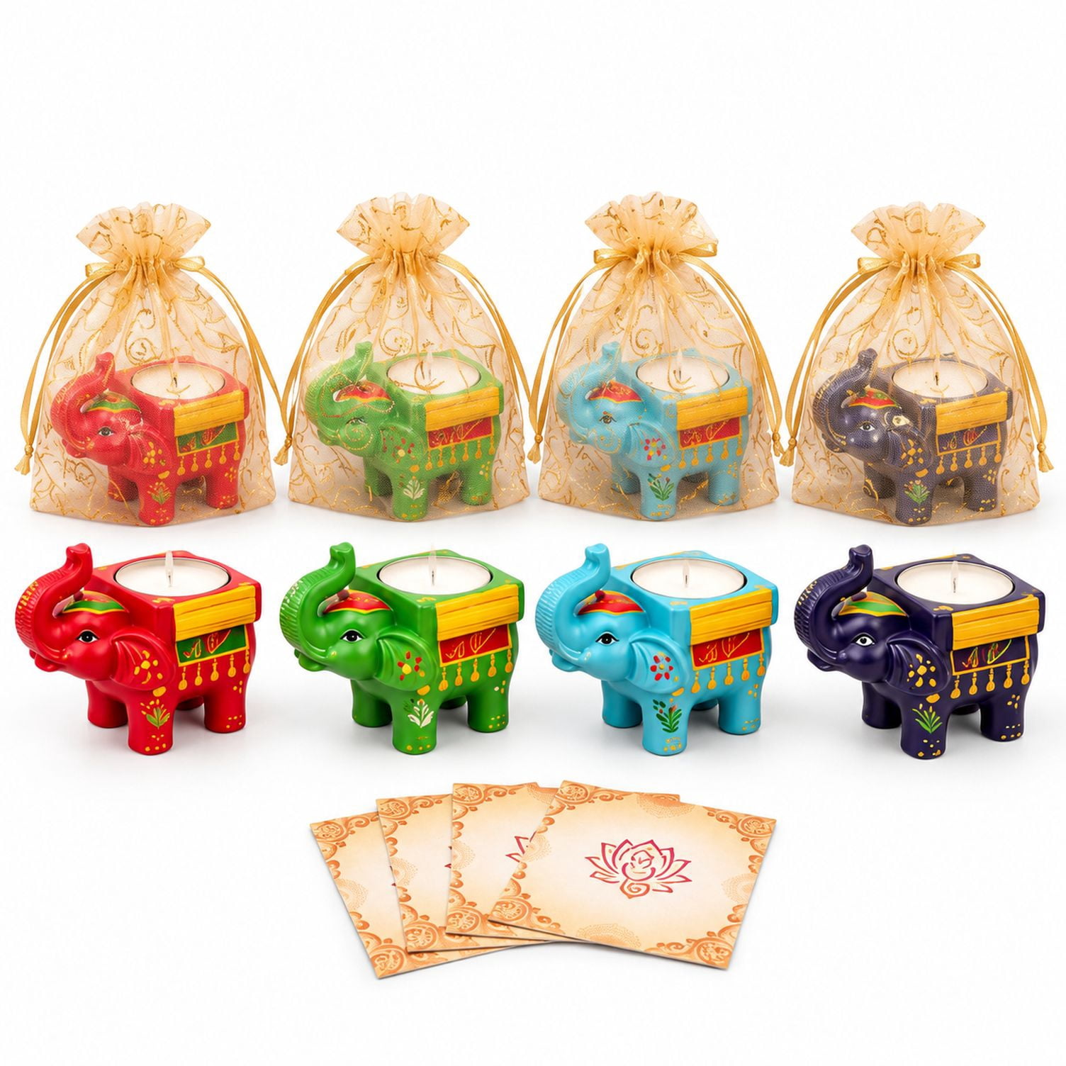Elephant Tealight Candle Holder Gift Set, 32 Pieces Resin Holders with ...