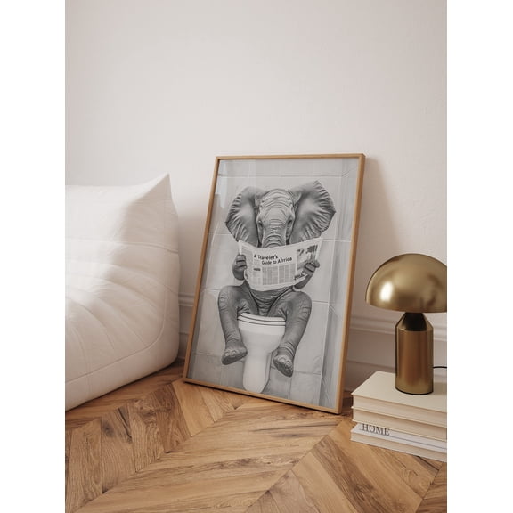 Elephant Tet Poster Bathroom Newspaper Art Poster Wall Art For Decor Present, Poster Only