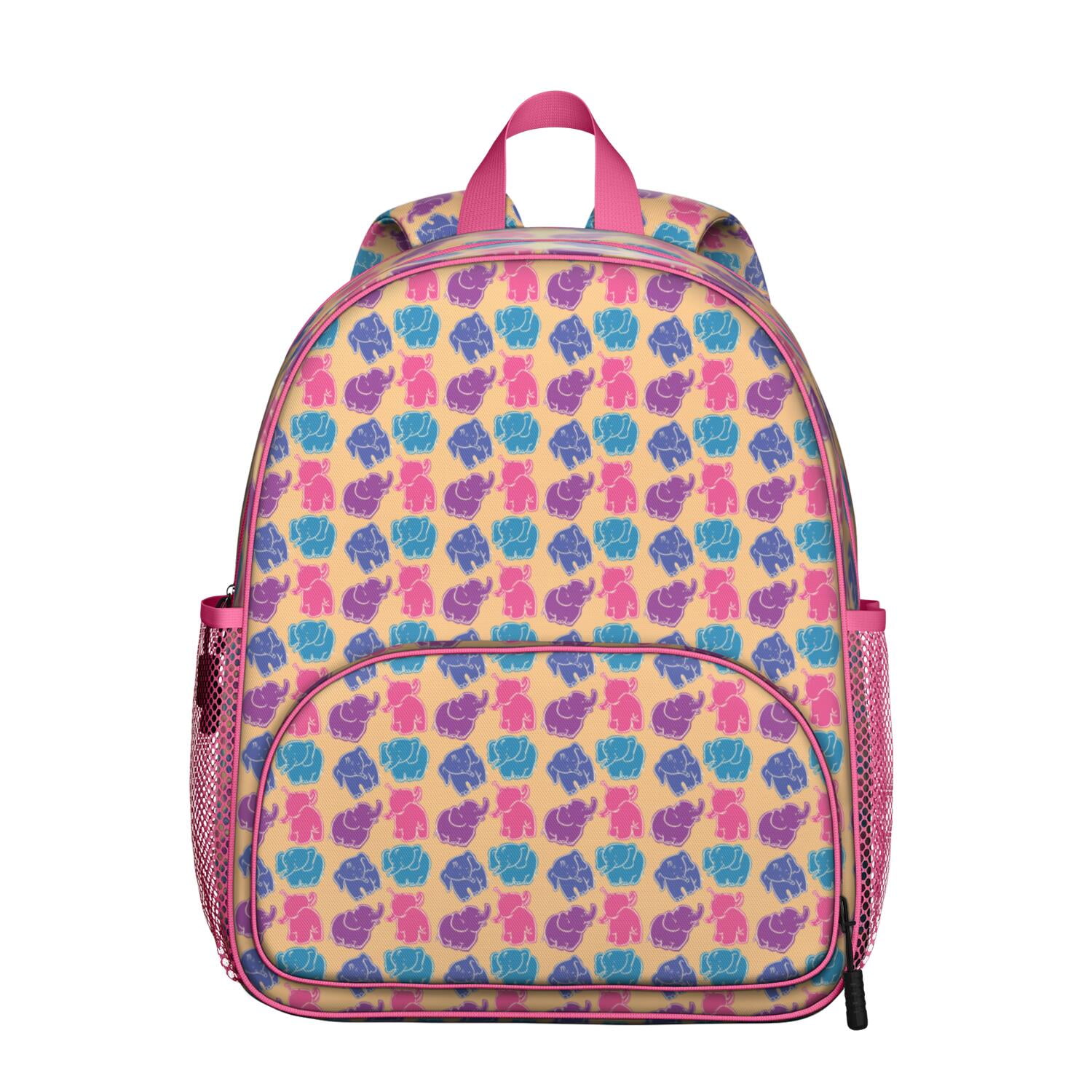 Elephant Theme Student Backpack – Watercolor Mandala Floral Print with ...