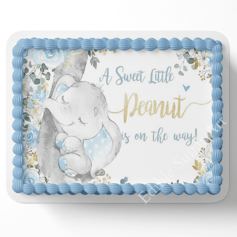 Boy Elephant Baby Shower Sheet Cake ELEPHANT BABY SHOWER CAKE