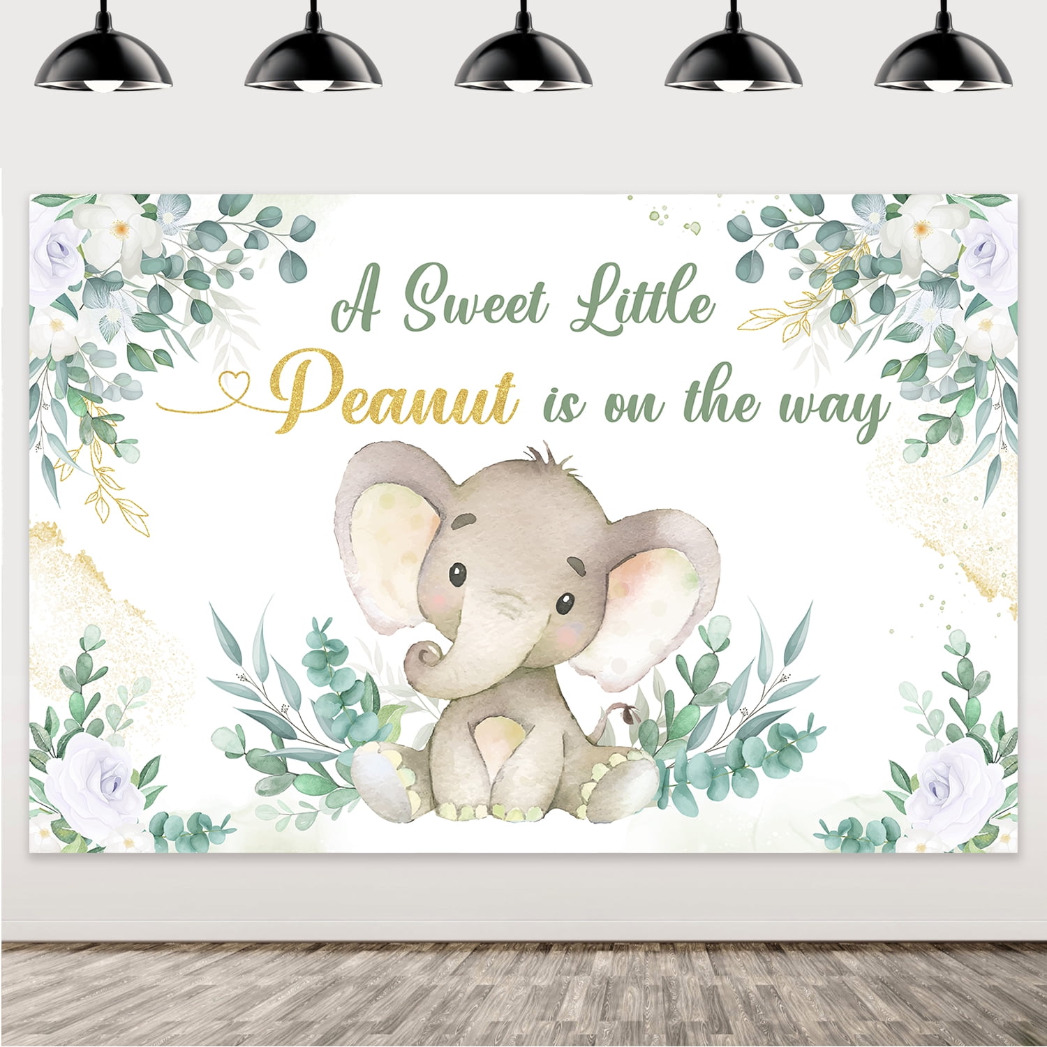 Backdrop Little Peanut Elephant Baby Shower Decorations