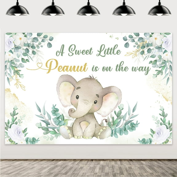 Elephant Themed Baby Shower Decoration A Cute Little Peanut Backdrop Party Supplies on The Way