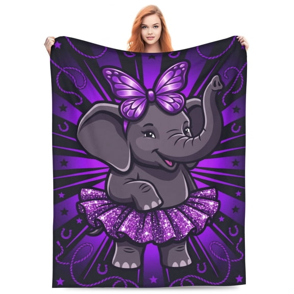Elephant Throw Blanket, Bohemian Style Decor Throw, Exotic Animal Print Bedding, Flannel Blankets Throws 50x40