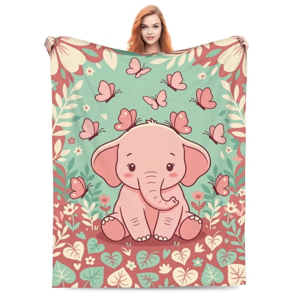 Elephant Throw Blanket, Fall Home Decor Bedding, Exotic Animal Print Design, Flannel Blankets and Throws 50x40