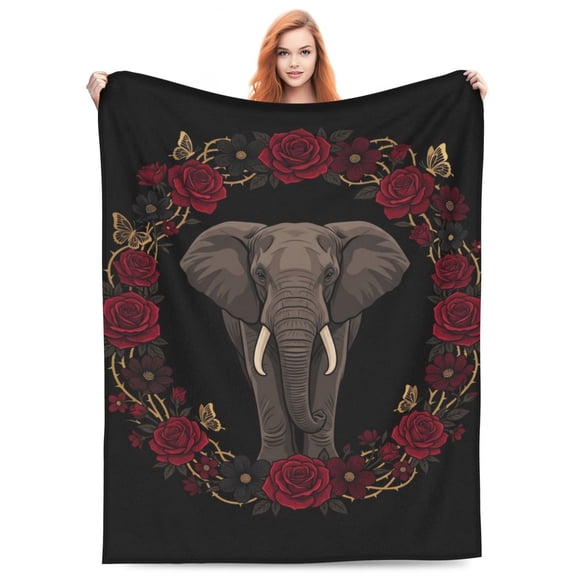 Elephant Throw Blanket Flannel Smooth Cozy Throw Blanket for Bed Couch Office Camping Living Room Sofa Accent Home Decor 50x40