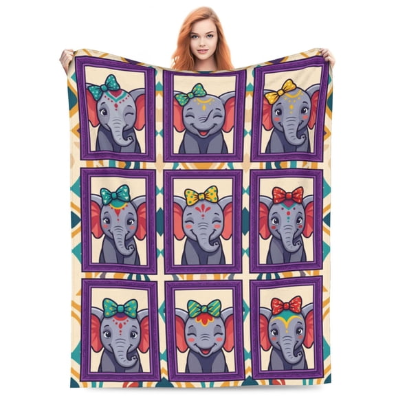 Elephant Throw Blanket, Holiday Gift for Animal Fans, Essential HomeDecor, Flannel Blankets Throws 50x40