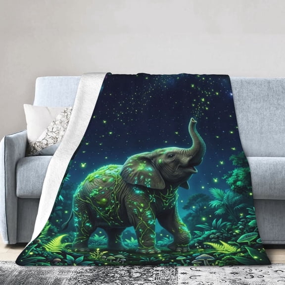 Elephant Throw Blanket Soft Flannel Blanket for Cozy Animal Couch Sofa Bed Decor 50x40