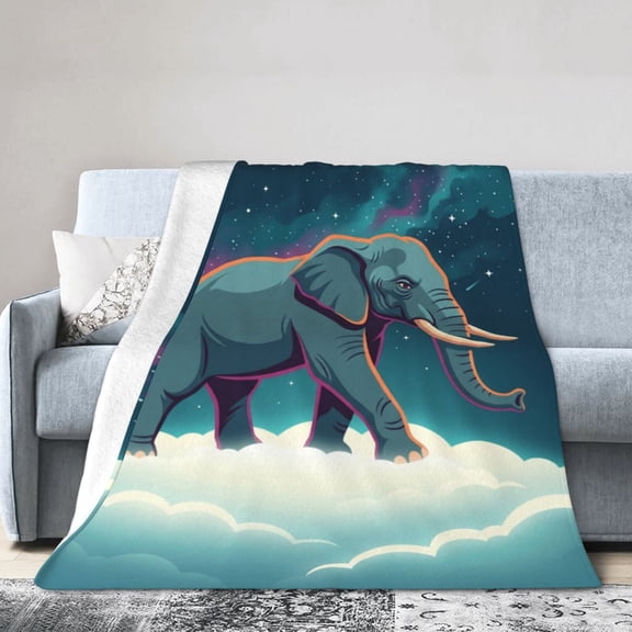 Elephant Throw Blanket Soft Flannel Blanket for Cozy Animal Couch Sofa Bed Decor 50x40