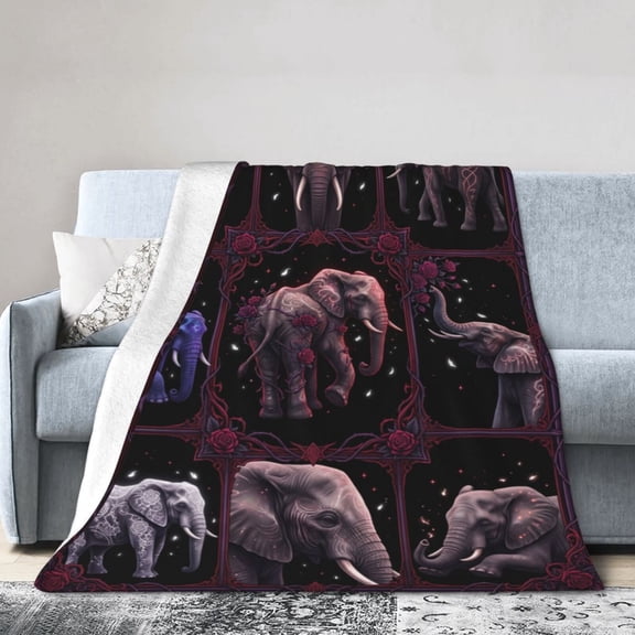 Elephant Throw Blanket Soft Flannel Blanket for Cozy Animal Couch Sofa Bed Decor 50x40